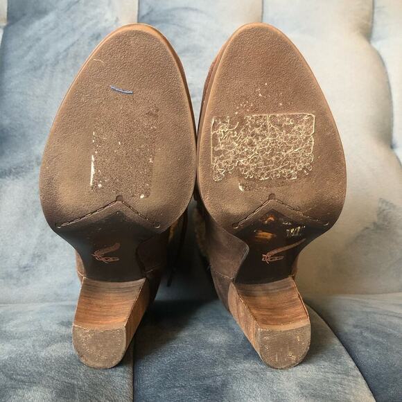 UGG Analise Brown Suede Sheepskin Ankle Boots U.S. Size 5 Lace Up Block Heels - Picture 8 of 8